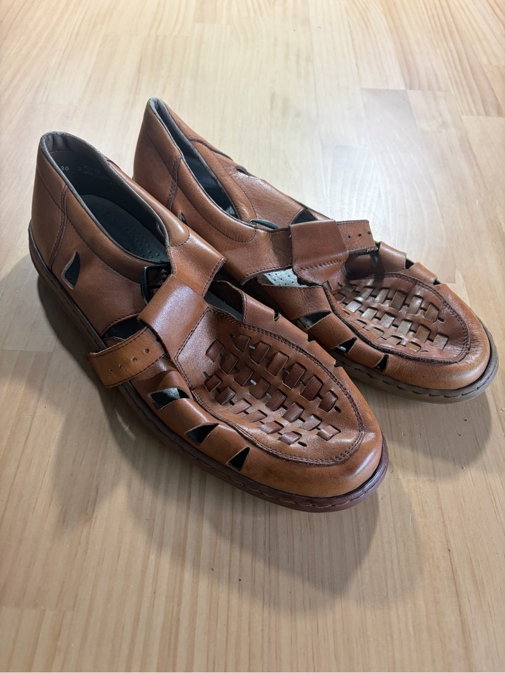 Rieker Men's Woven Leather Fisherman Sandals - Brown A6